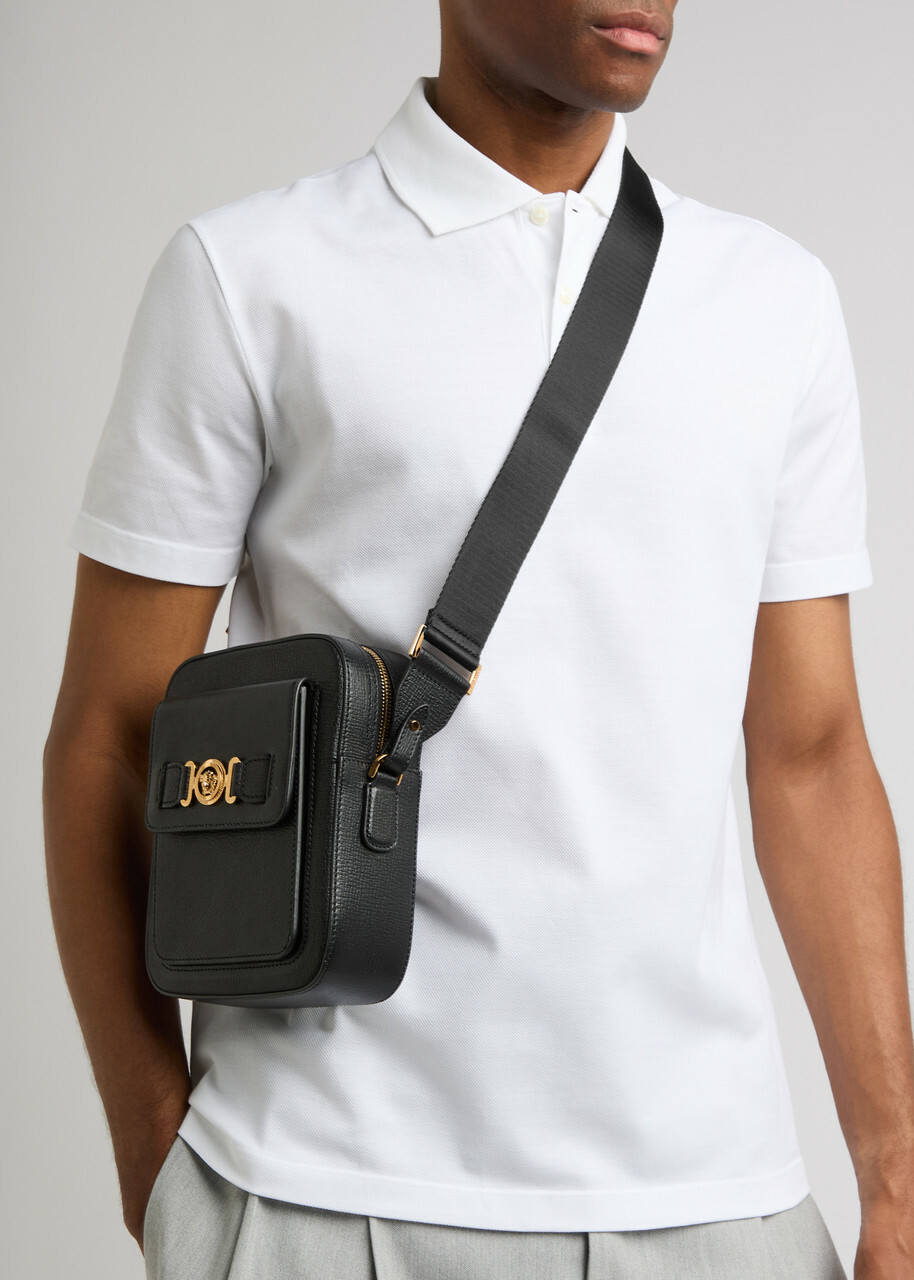 Versace★素敵！Unisex Olive Gold Medusa Leather body Bag Medusa Biggie Crossbody Bag Black,Gold | VERSACE US