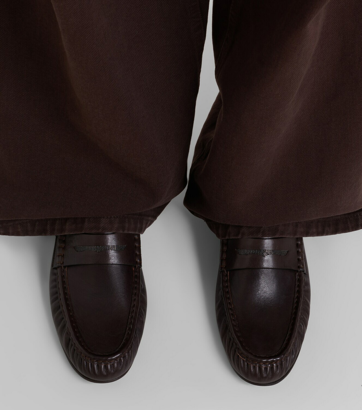 Brunello Cucinelli Monili leather penny loafers