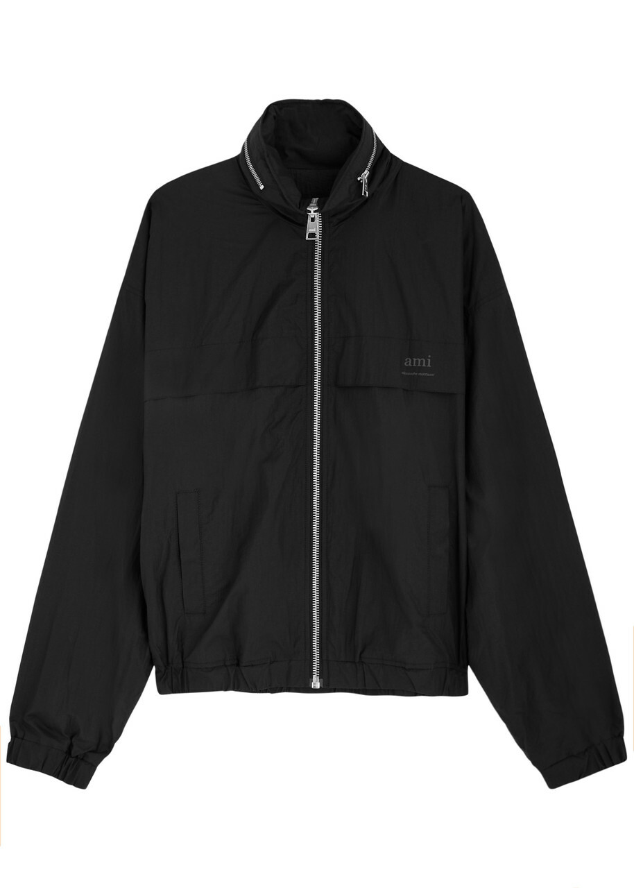 Ami Paris Logo-print Nylon Jacket Black AMI Ami Paris Logo-print Nylon Jacket Black AMI