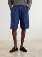 Massimo Alba - Cliff Straight-Leg Pleated Cotton Bermuda Shorts - Blue
