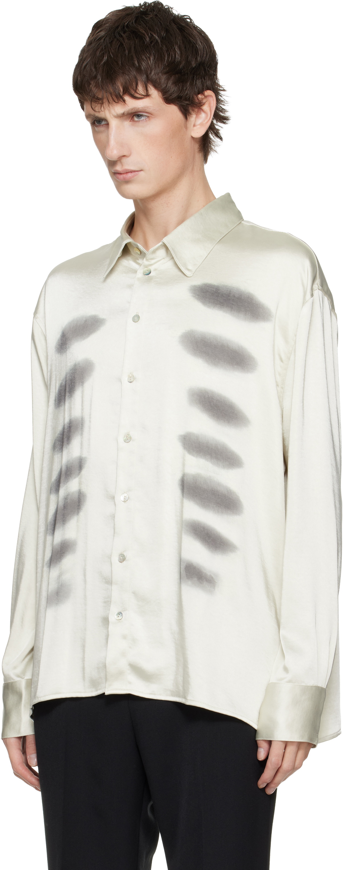 AVAVAV Off-White X-Ray Printed Satin Button-Up Shirt