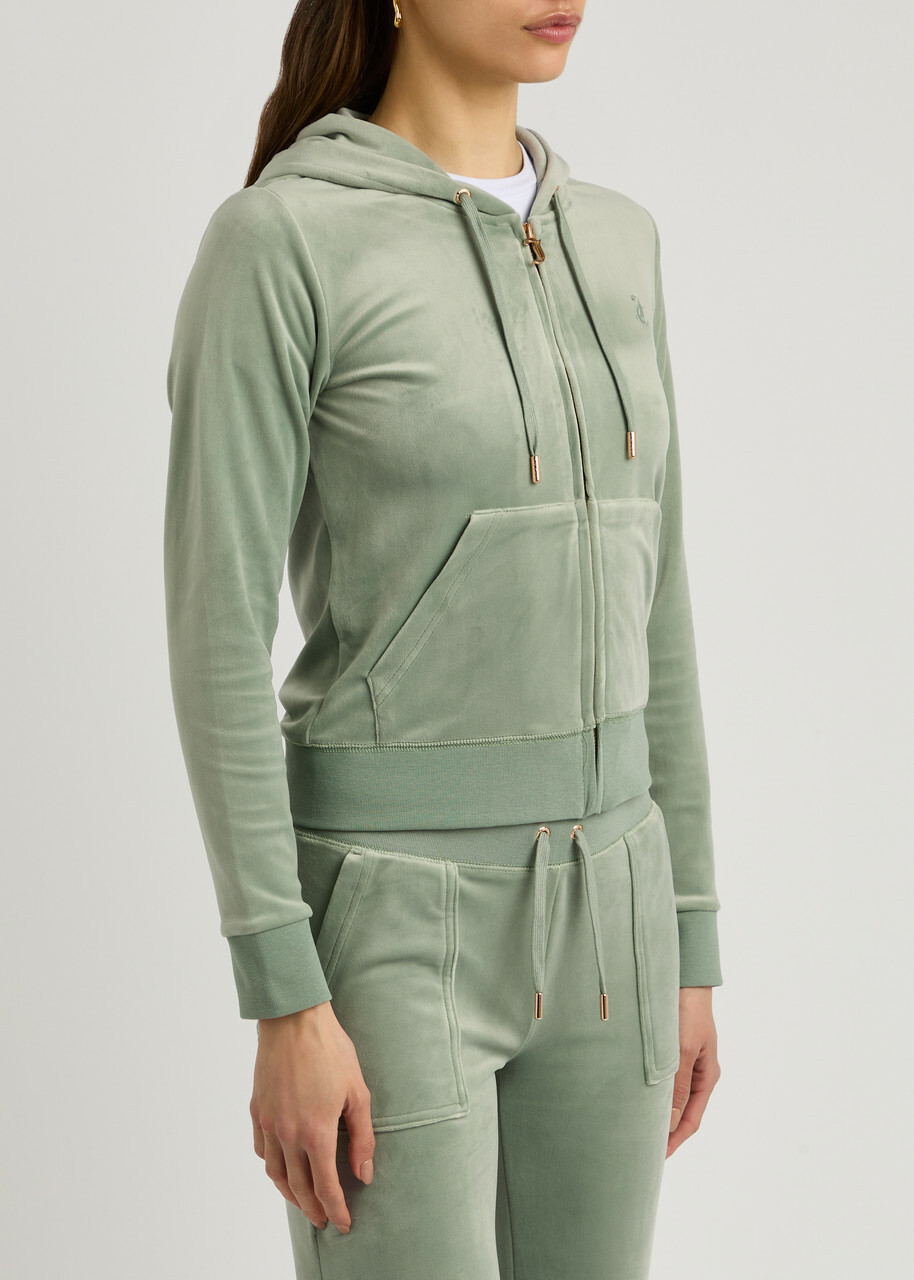 Juicy Couture Robertson Hooded Velour Sweatshirt Green