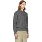 Thom Browne Grey Aran Cable Knit Raglan Sweater
