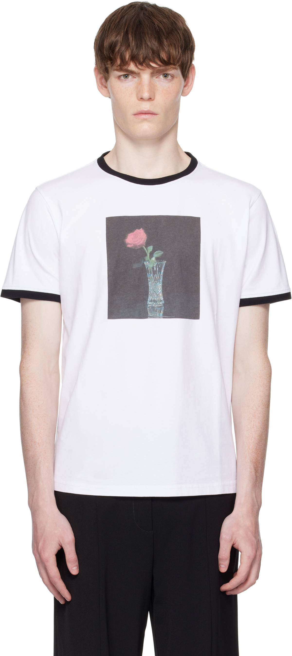Ernest W. Baker White Rose Print T-shirt