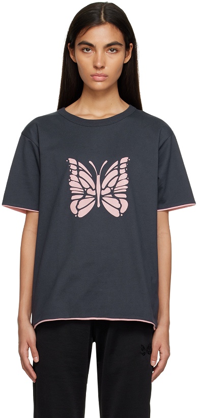 Photo: NEEDLES Gray & Pink Printed Reversible T-shirt