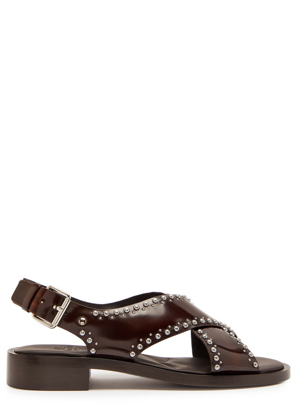 Photo: Church's Remi Stud-embellished Patent Leather Sandals Brown