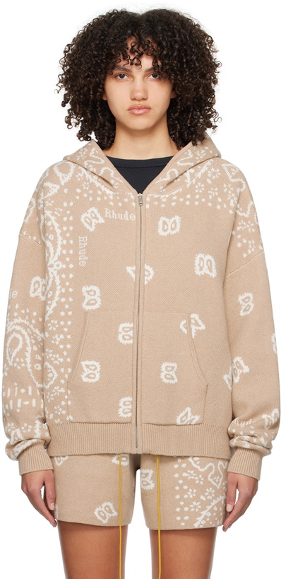 Photo: Rhude Beige Jacquard Hoodie