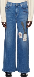 Stella McCartney Blue Yoshitomo Nara Edition 'No Bunny' Jeans