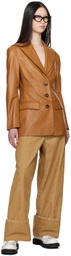 Marni Brown Peaked Lapel Leather Jacket