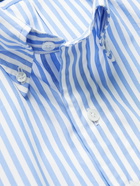 Drake's - Button-Down Collar Striped Cotton-Poplin Shirt - Blue