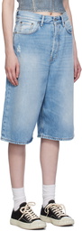 Acne Studios Blue Faded Denim Shorts