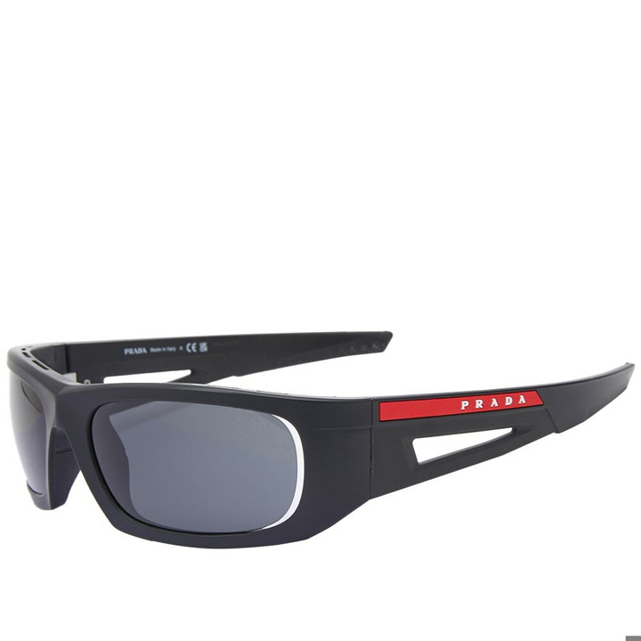 Photo: Prada Eyewear Men's Linea Rossa PS 02YS Sunglasses in Matte Black/Dark Grey