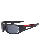 Prada Eyewear Men's Linea Rossa PS 02YS Sunglasses in Matte Black/Dark Grey