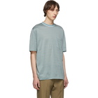 Lanvin Green Striped Embroidered Logo T-Shirt