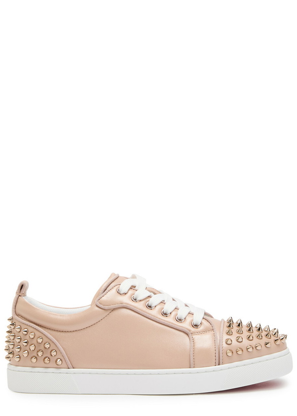 Photo: Christian Louboutin Louise Junior Spikes Pearlescent Leather Sneakers Rose