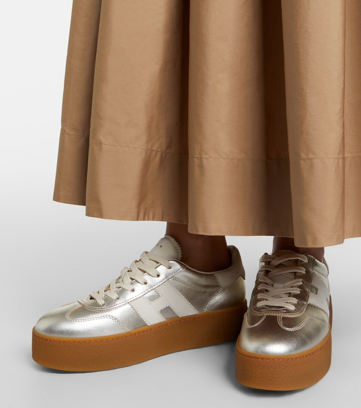 Hogan H698 metallic leather platform sneakers