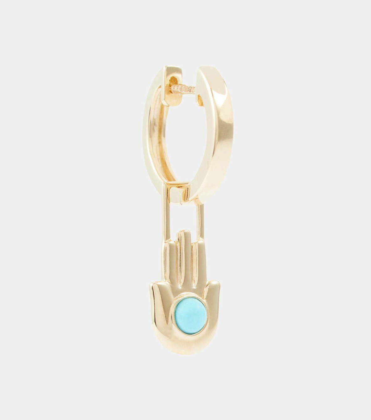 Robinson Pelham Orb Midi 14kt gold single hoop earring and Hamsa Hand Earwish with turquoise