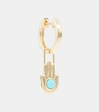 Robinson Pelham Orb Midi 14kt gold single hoop earring and Hamsa Hand Earwish with turquoise