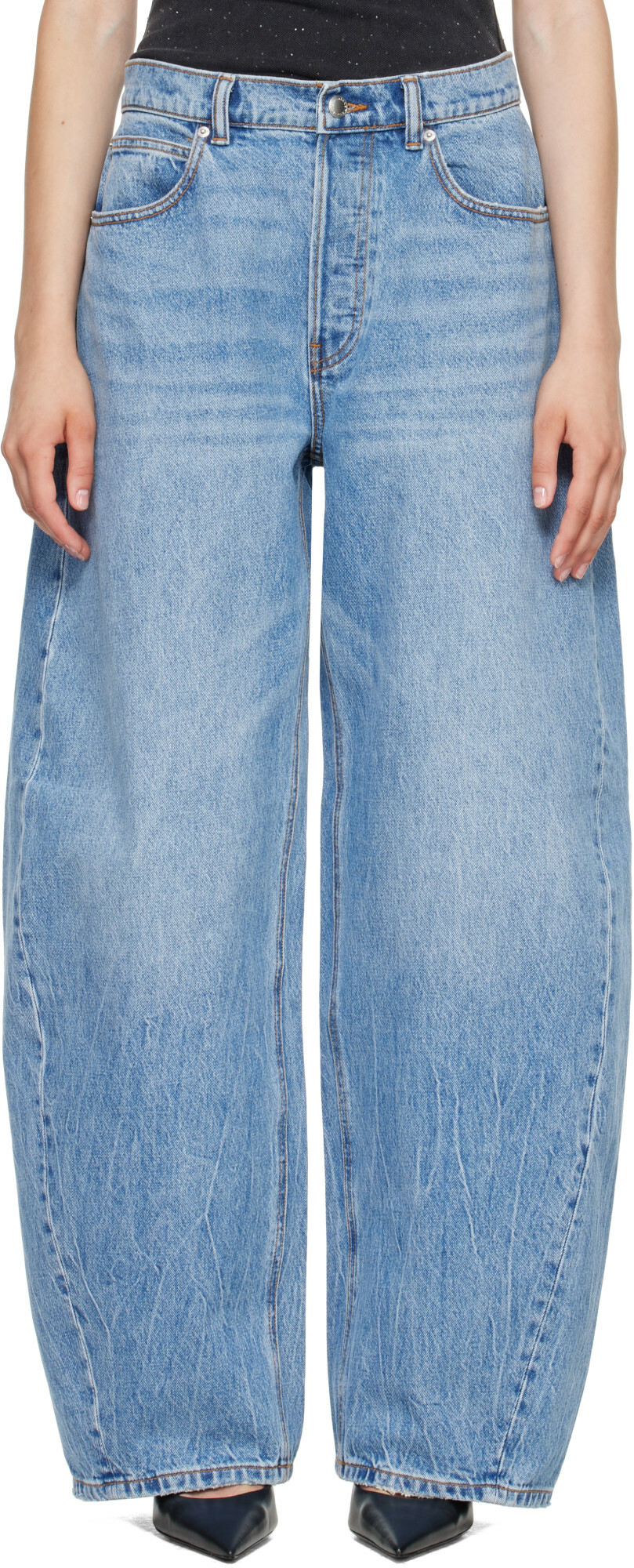 Alexander Wang Blue Crystal Blow Up Jeans