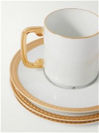 L'Objet - Soie Tressée Set of Six 24-Karat Gold Porcelain Espresso Cups and Saucers