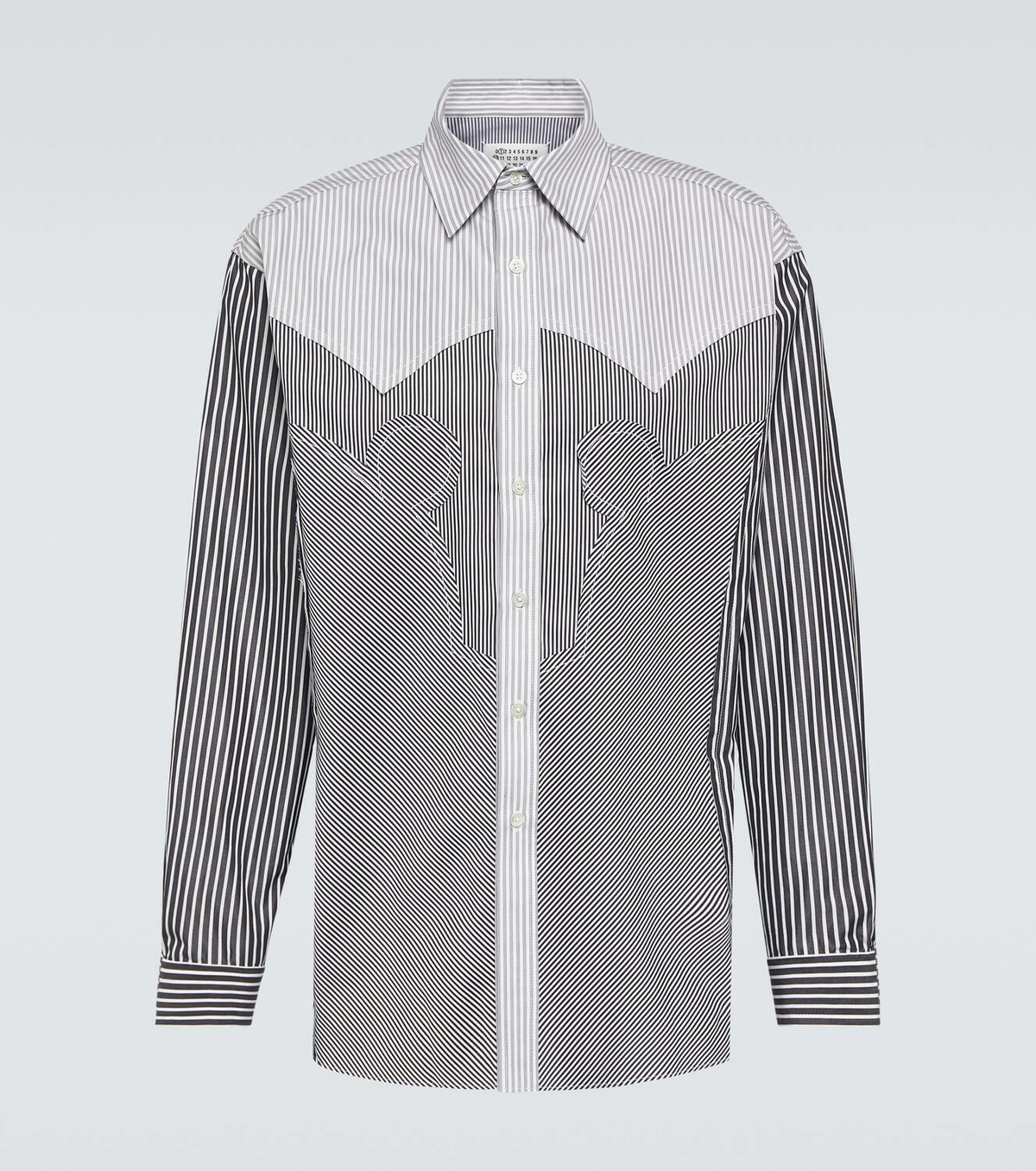 Maison Margiela Women's Striped Cotton Shirt Blue
