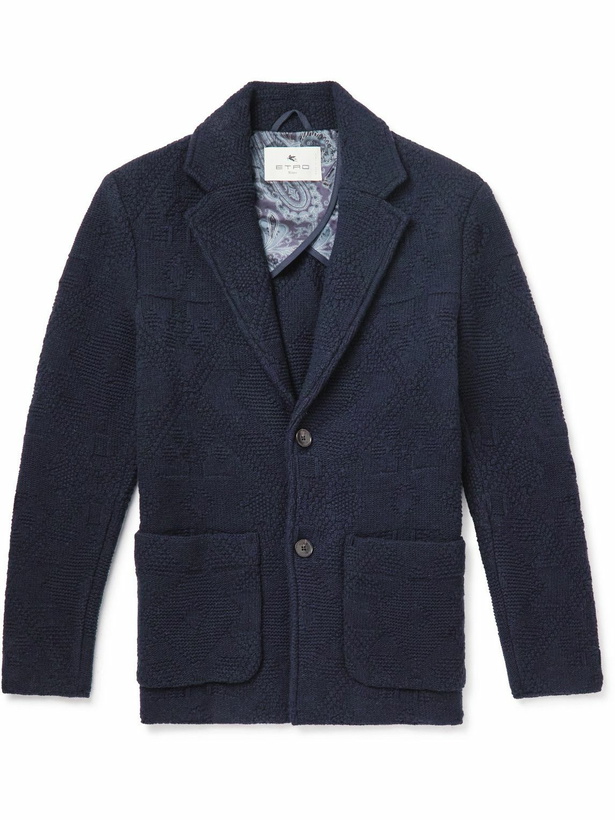 Photo: Etro - Wool-Blend Jacquard Cardigan - Blue