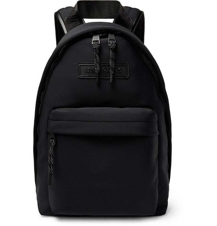 Photo: AMI - Logo-Appliquéd Leather-Trimmed Neoprene Backpack - Black