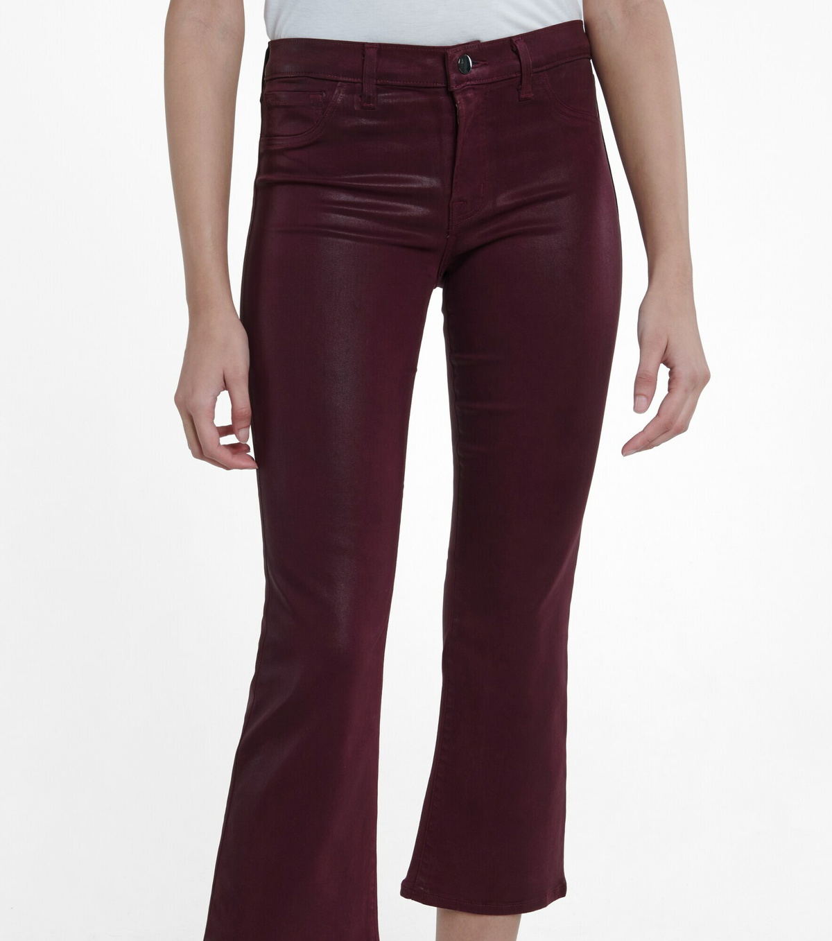 J Brand - Selena coated bootcut cropped jeans