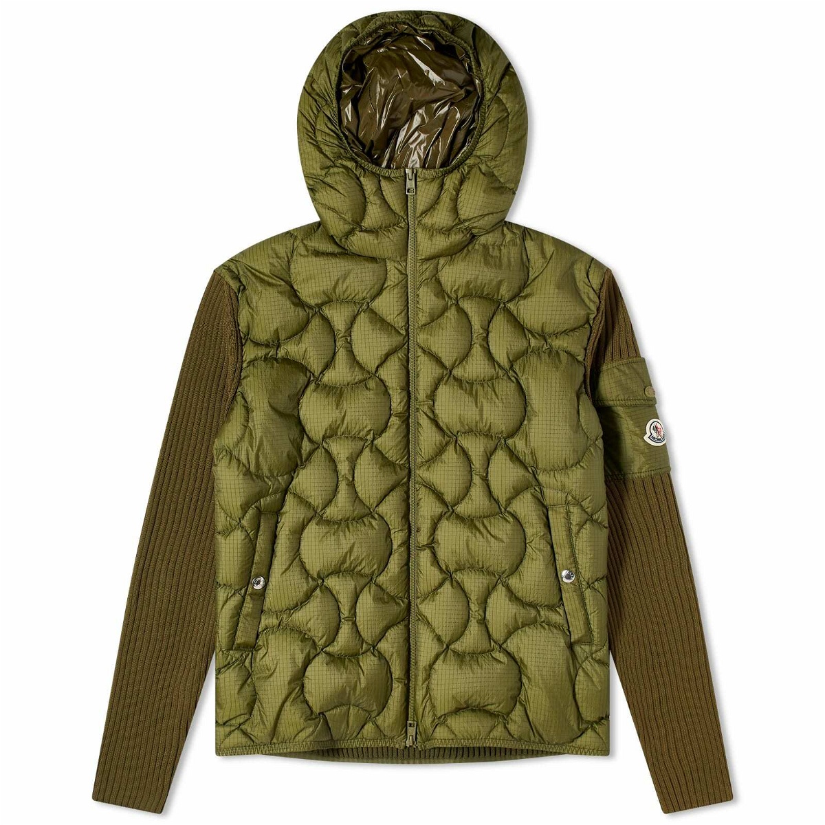 Photo: Moncler Men's Quilted Knit Jacket in Olive