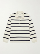 FRAME - Logo-Embroidered Striped Cotton Sweater - Neutrals