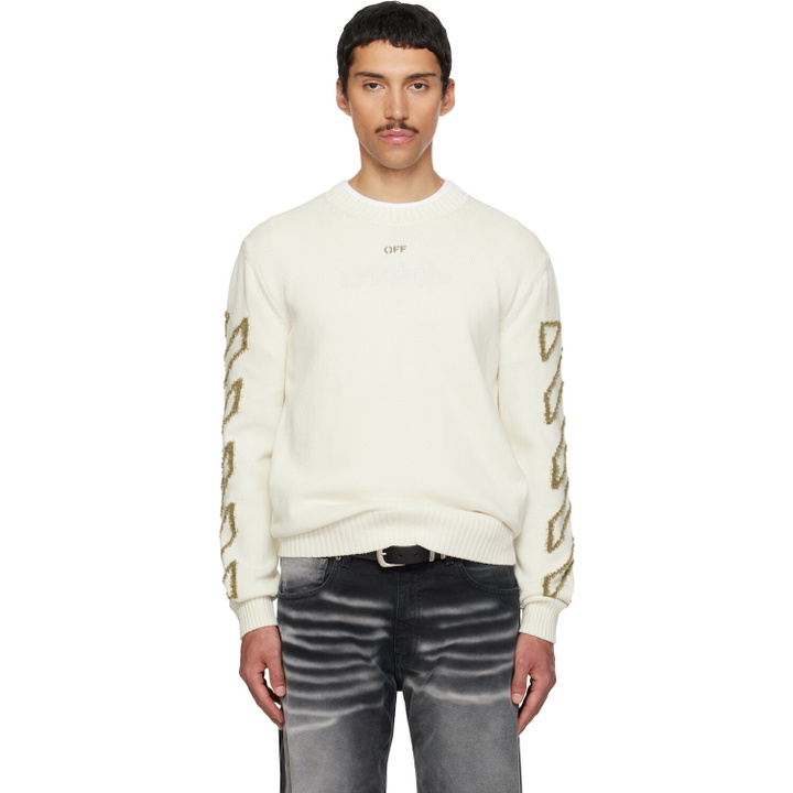 Photo: Off-White Off-White Diagonal Outline Knit Crewneck Sweater