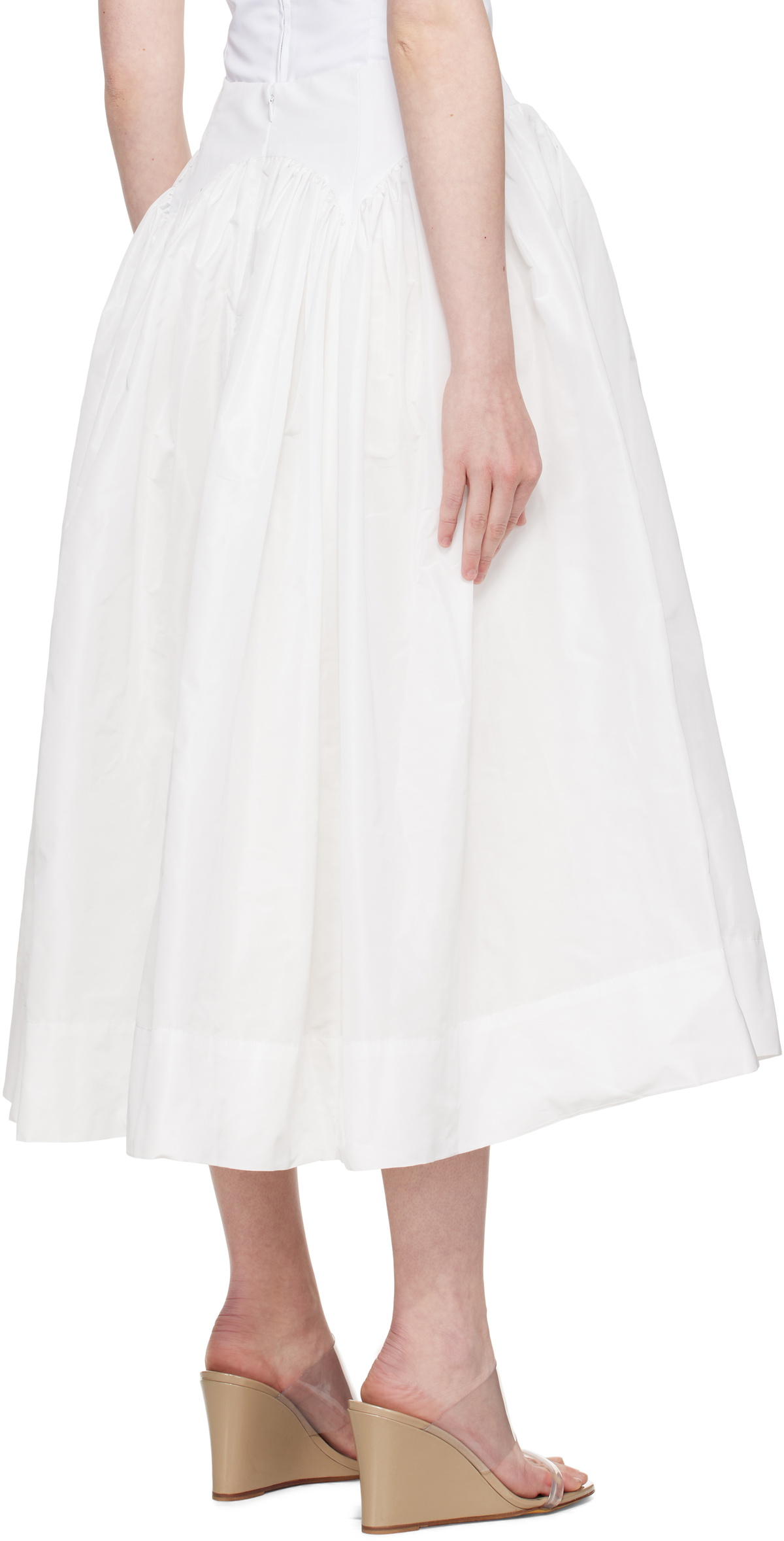 Sandy Liang White Torcello Midi Skirt