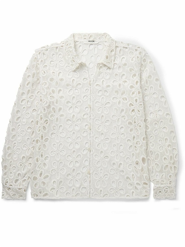 Photo: BODE - Primrose Broderie Anglaise Cotton-Lace Shirt - White