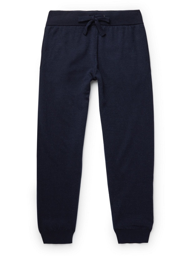 Photo: ASPESI - Tapered Cotton, Cashmere and Wool-Blend Sweatpants - Blue - IT 46