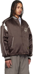 WOOYOUNGMI Brown Logo Baseball Bomber Jacket