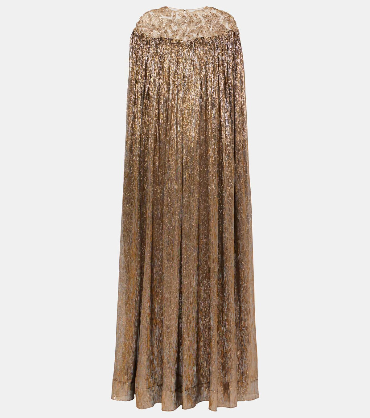 Oscar de la Renta Embellished gathered lamé gown