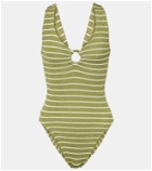 Hunza G Celine striped ring-detail swimsuit