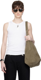 McQueen White Embroidered Skull Tank Top
