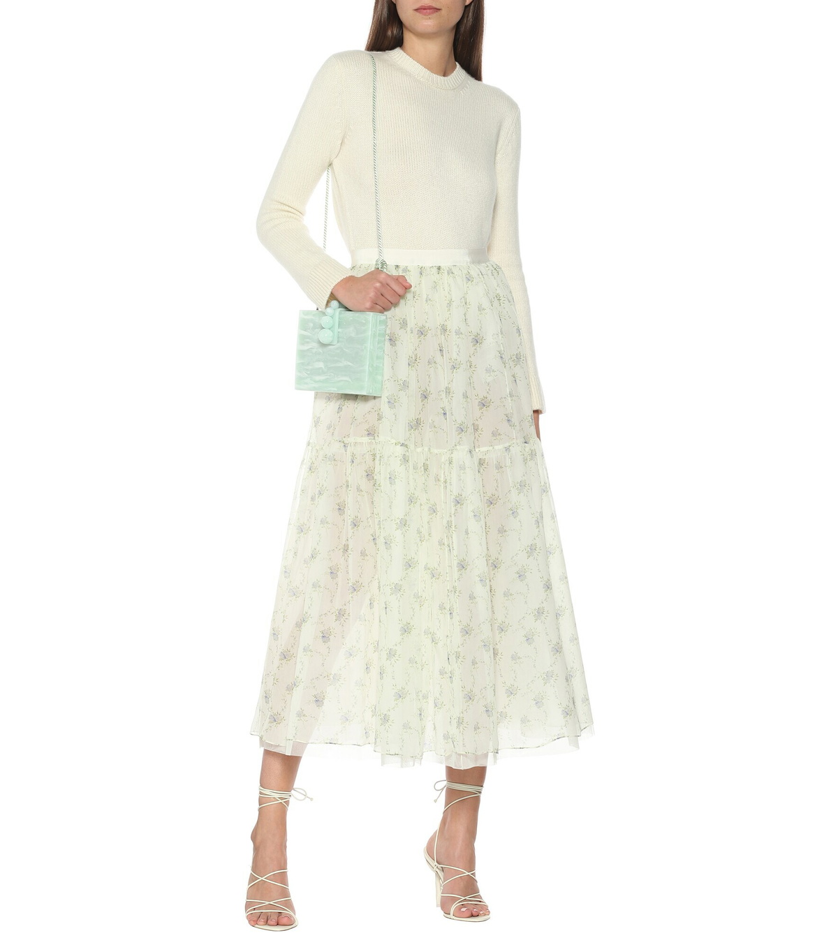 Brock Collection - Roulette floral silk midi skirt