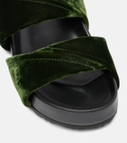 Dries Van Noten Leather-trimmed velvet slides