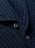 Barena - Shawl-Collar Ribbed Virgin Wool-Blend Cardigan - Blue