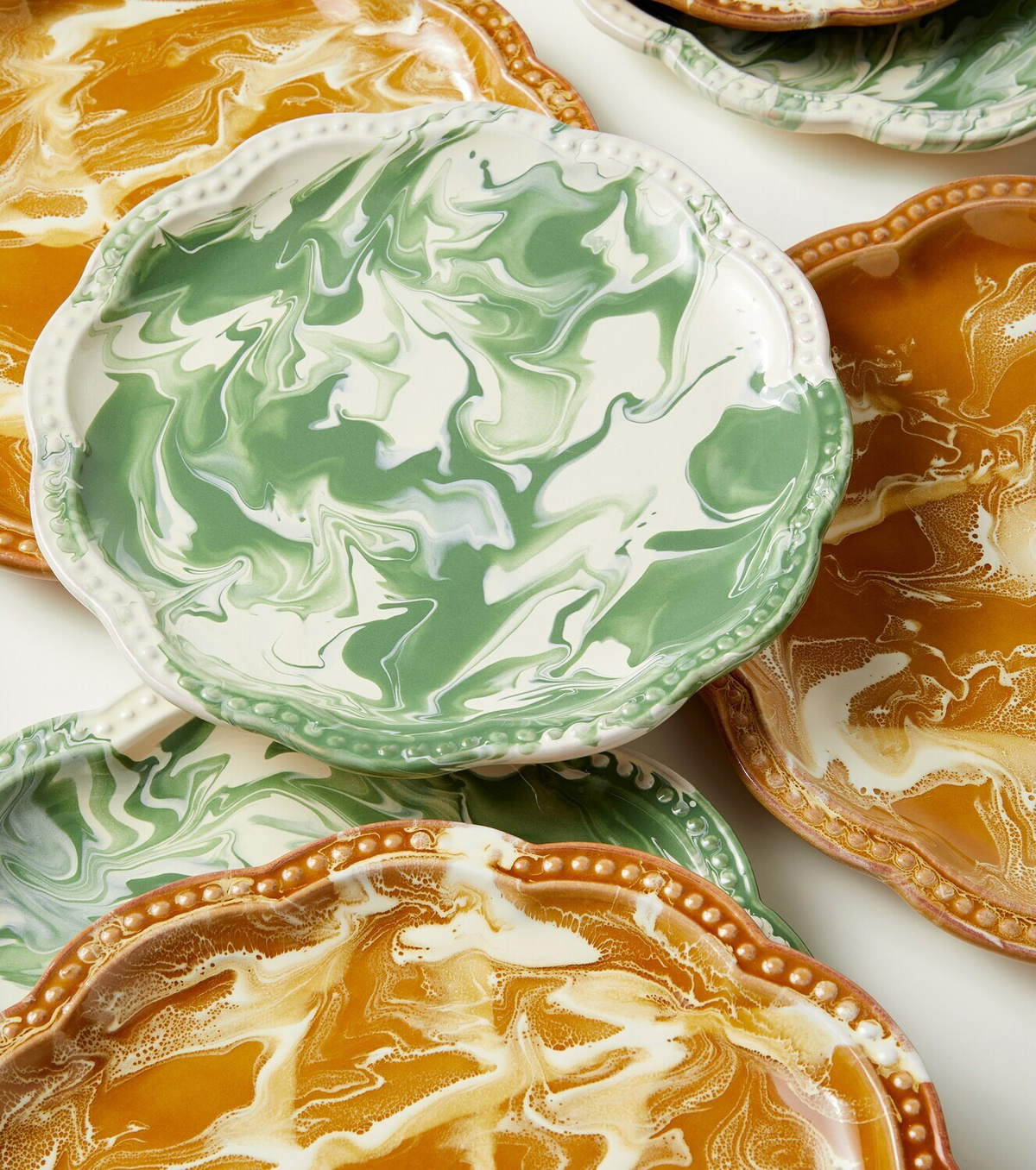 Cabana Marbled set of 2 ceramic dessert plates