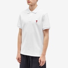 AMI Paris Men's Small A Heart Polo Shirt in White