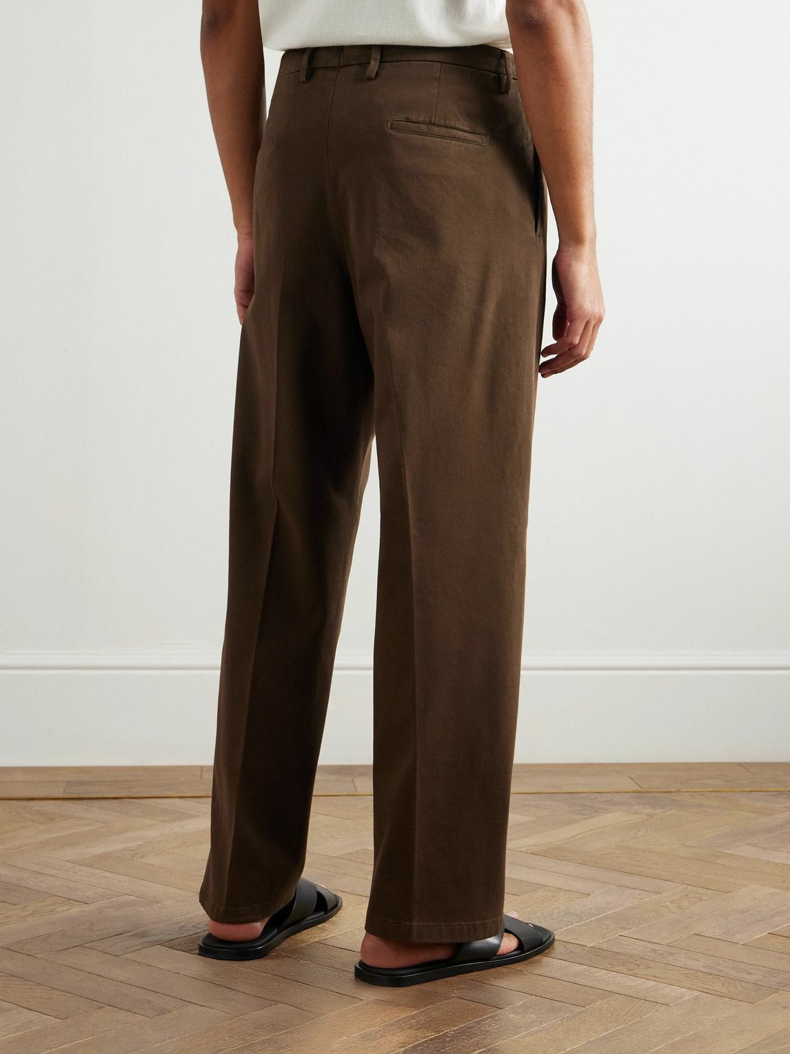 Boglioli - Straight-Leg Garment-Dyed Cotton-Blend Twill Trousers - Brown