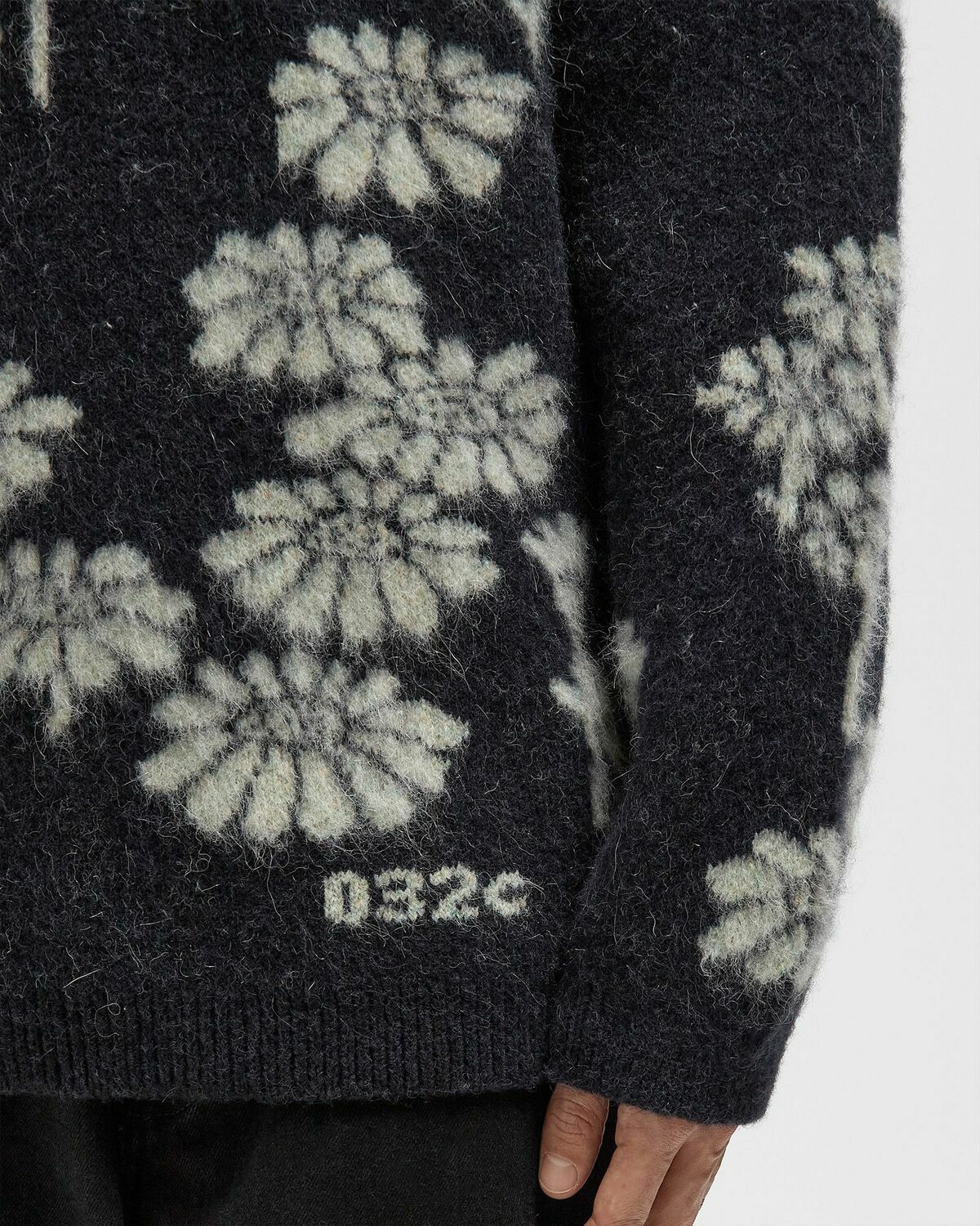 032c MELTING DAISIES KNIT LS POLO SHIRT Black Mens Polos/Pullovers/Shirts & Blouse