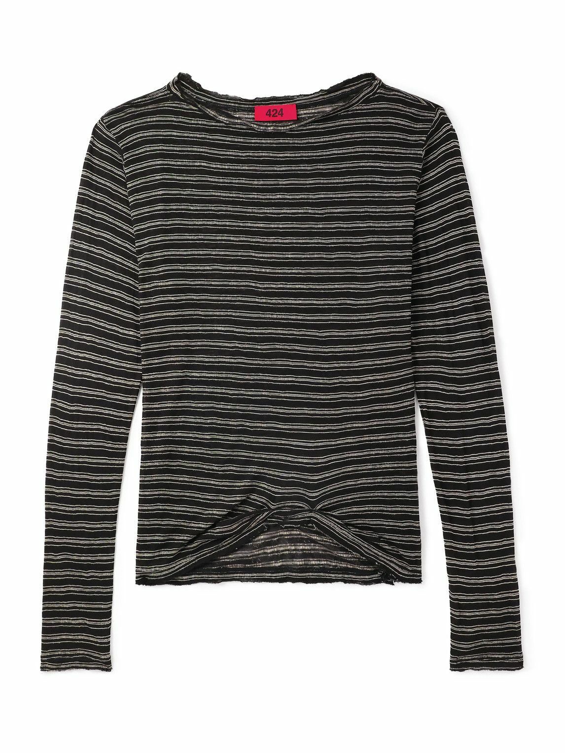 424 - Striped Jersey T-shirt - Black