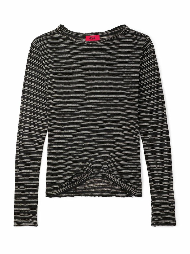 Photo: 424 - Striped Jersey T-shirt - Black