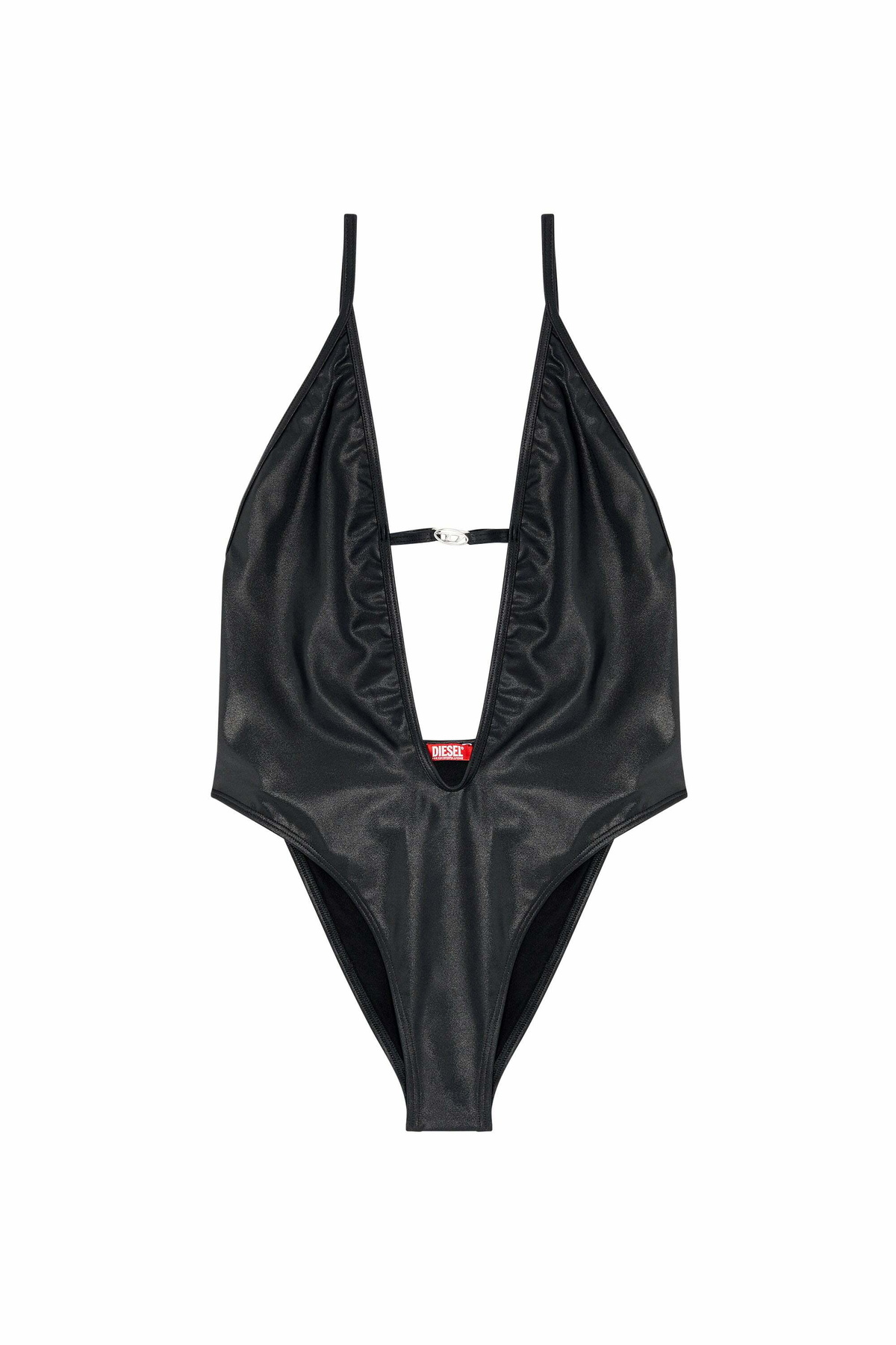 Diesel Plunge-neck swimsuit in shimmery fabric - Swimsuits Womens in Black