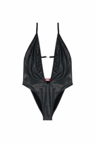 Diesel Plunge-neck swimsuit in shimmery fabric - Swimsuits Womens in Black