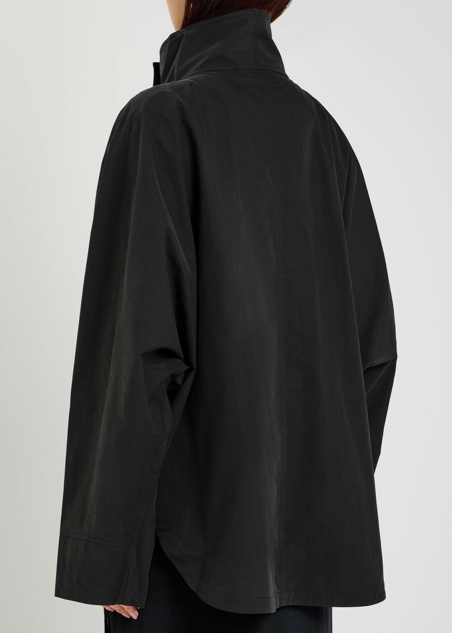 Toteme Funnel-neck Cotton-blend Poplin Jacket Black